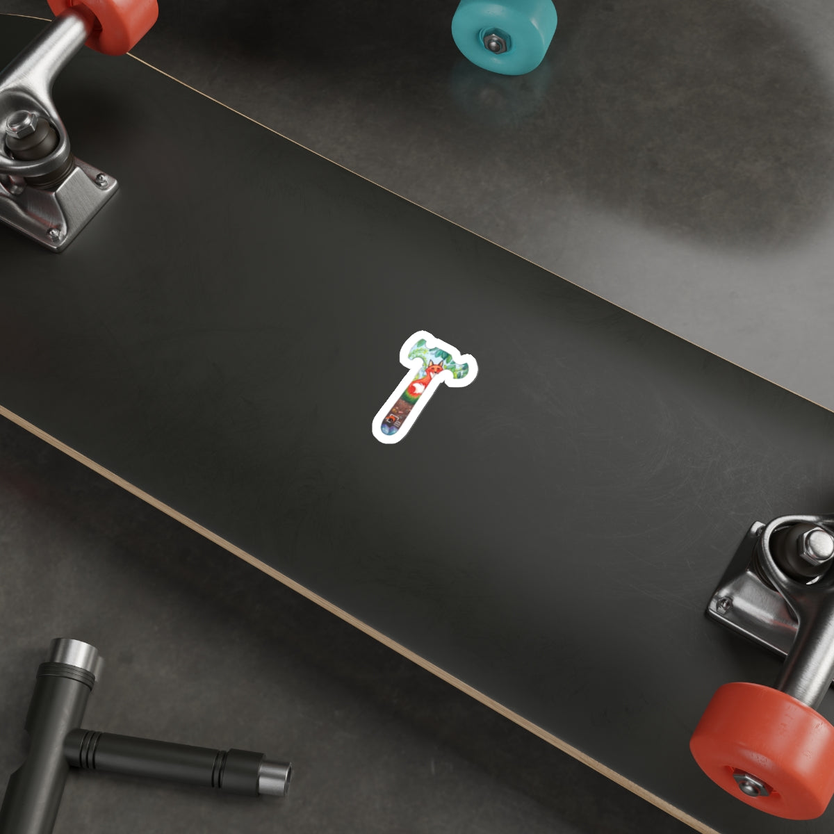 Fox & Leaf Hammer, Indoor/Outdoor Sticker