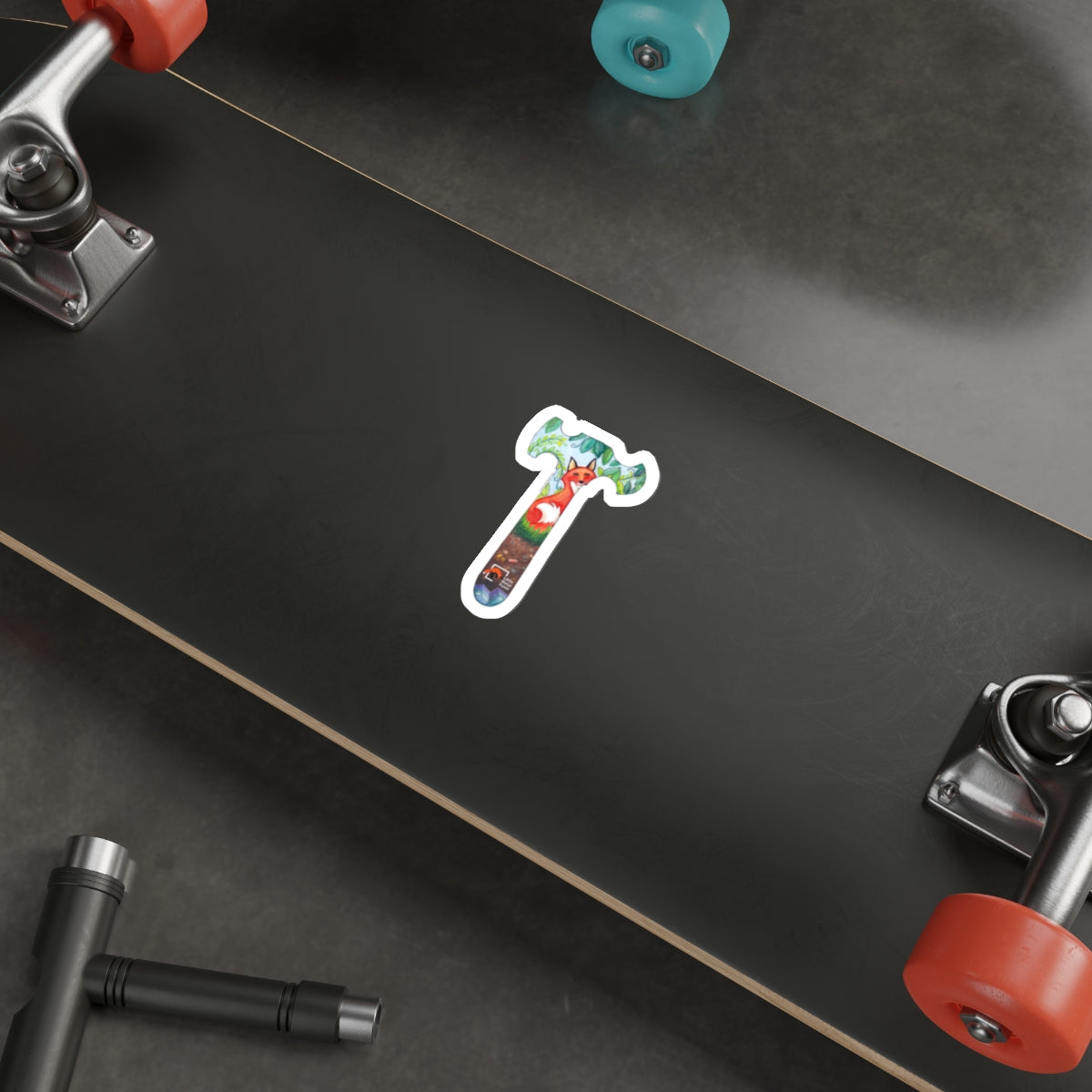 Fox & Leaf Hammer, Indoor/Outdoor Sticker